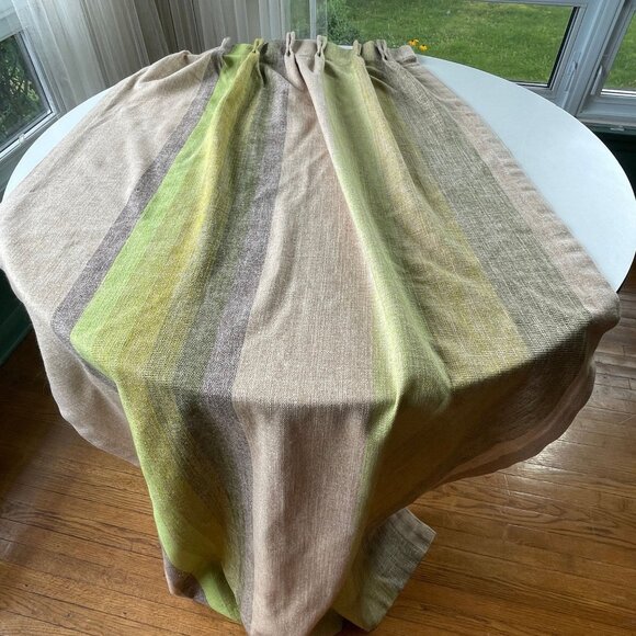 Vintage 70s curtain, oatmeal green ombre, woven single pleated panel & tie back - Picture 1 of 10